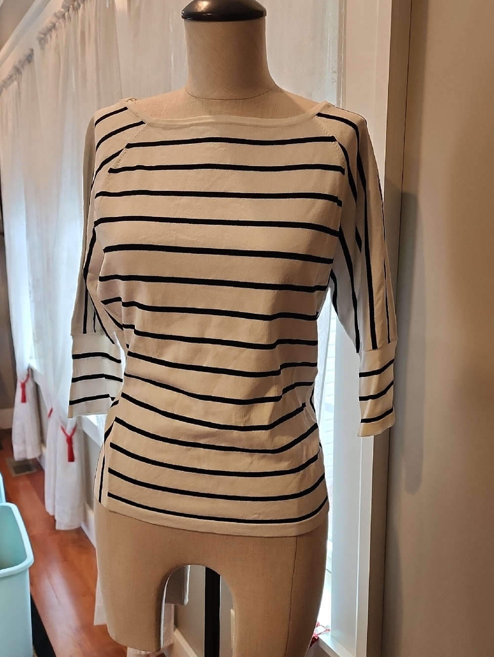 White House Black Market Stripe 3/4 Shirt